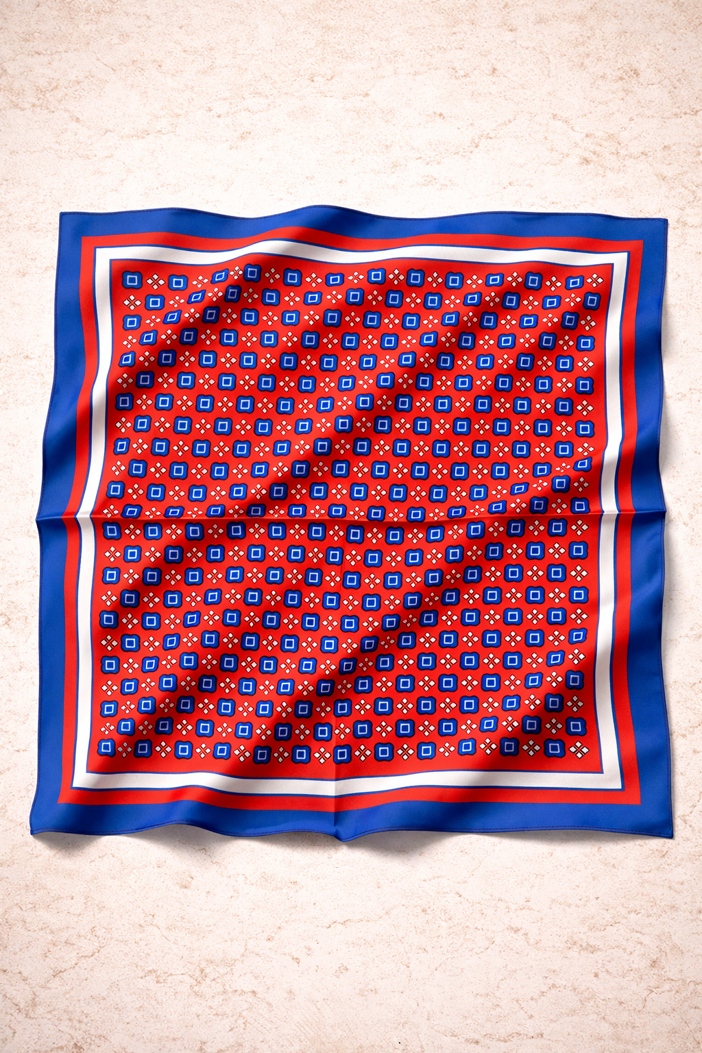 Erkek Premium Kalite Desenli Fular 60x60-Kırmızı(E1640)Ketench