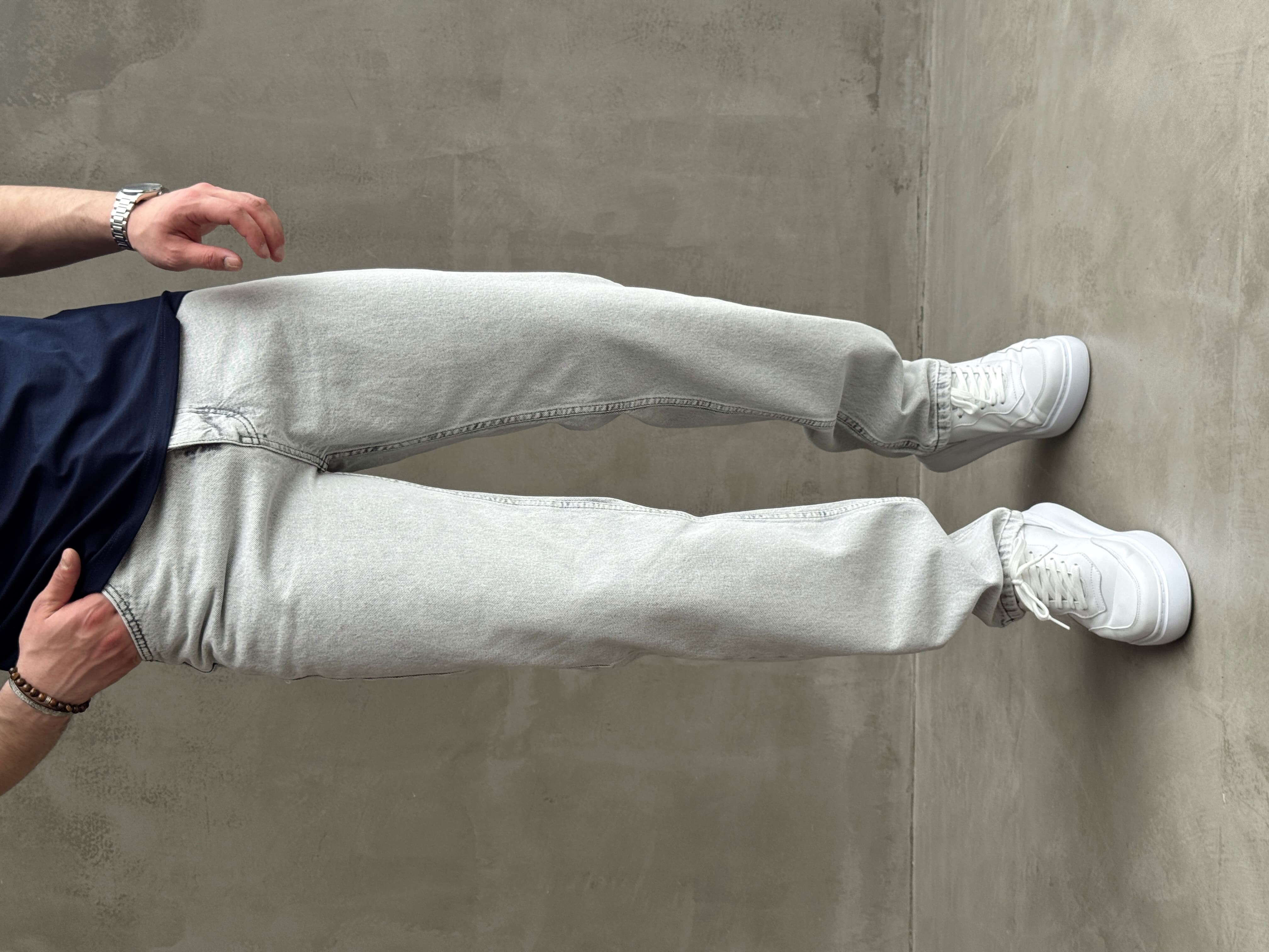 Erkek Premium Kalite Likralı Baggy Kalıp Denim Jean-Gri(E1750) TD:749Ketench
