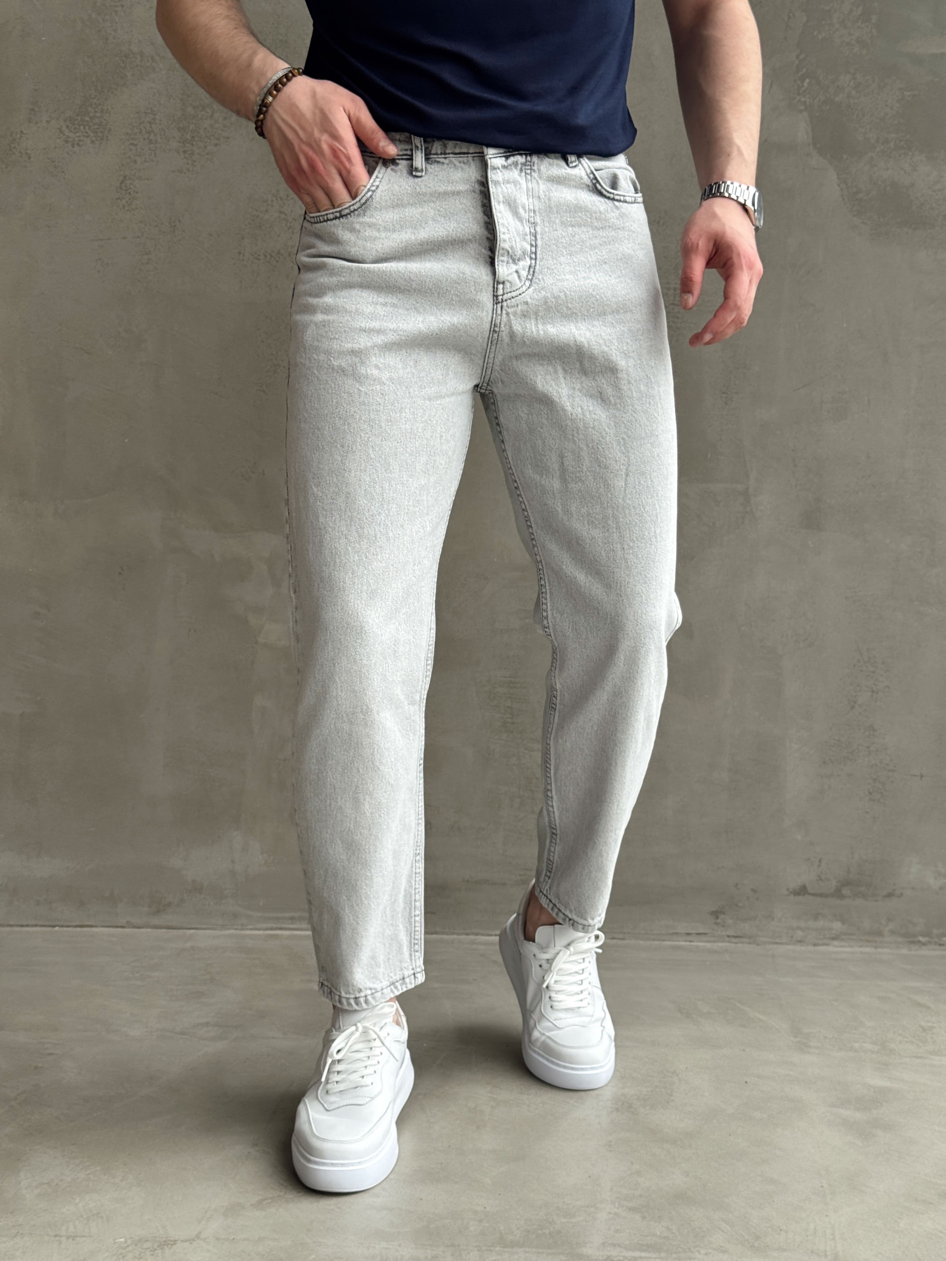 Erkek Premium Kalite Likralı Boyfriend Kalıp Denim Jean-Gri(E1749) TD:748Ketench
