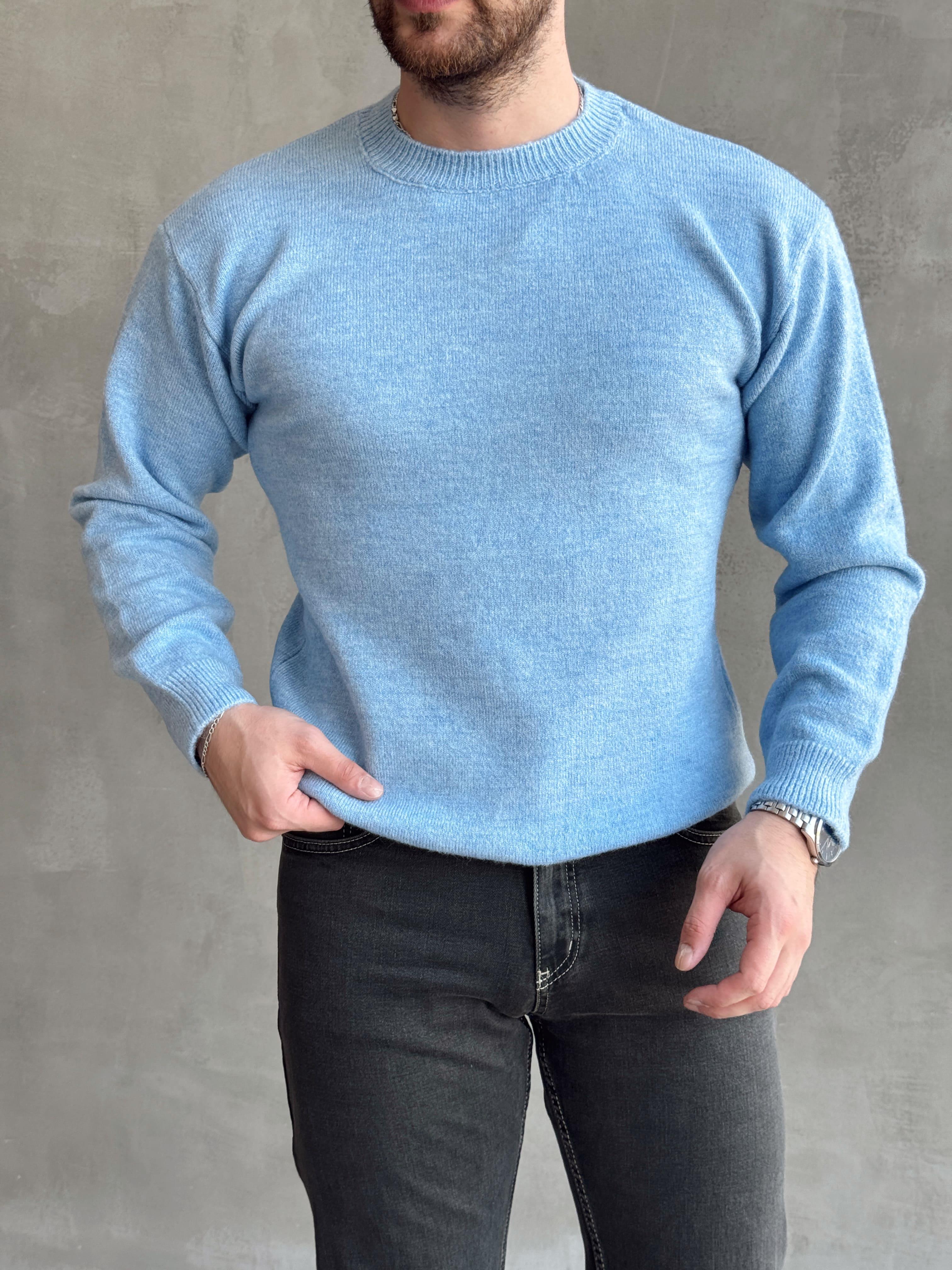 Erkek Premium Kalite Oversize Kalıp Bisiklet Yaka %50 Yün