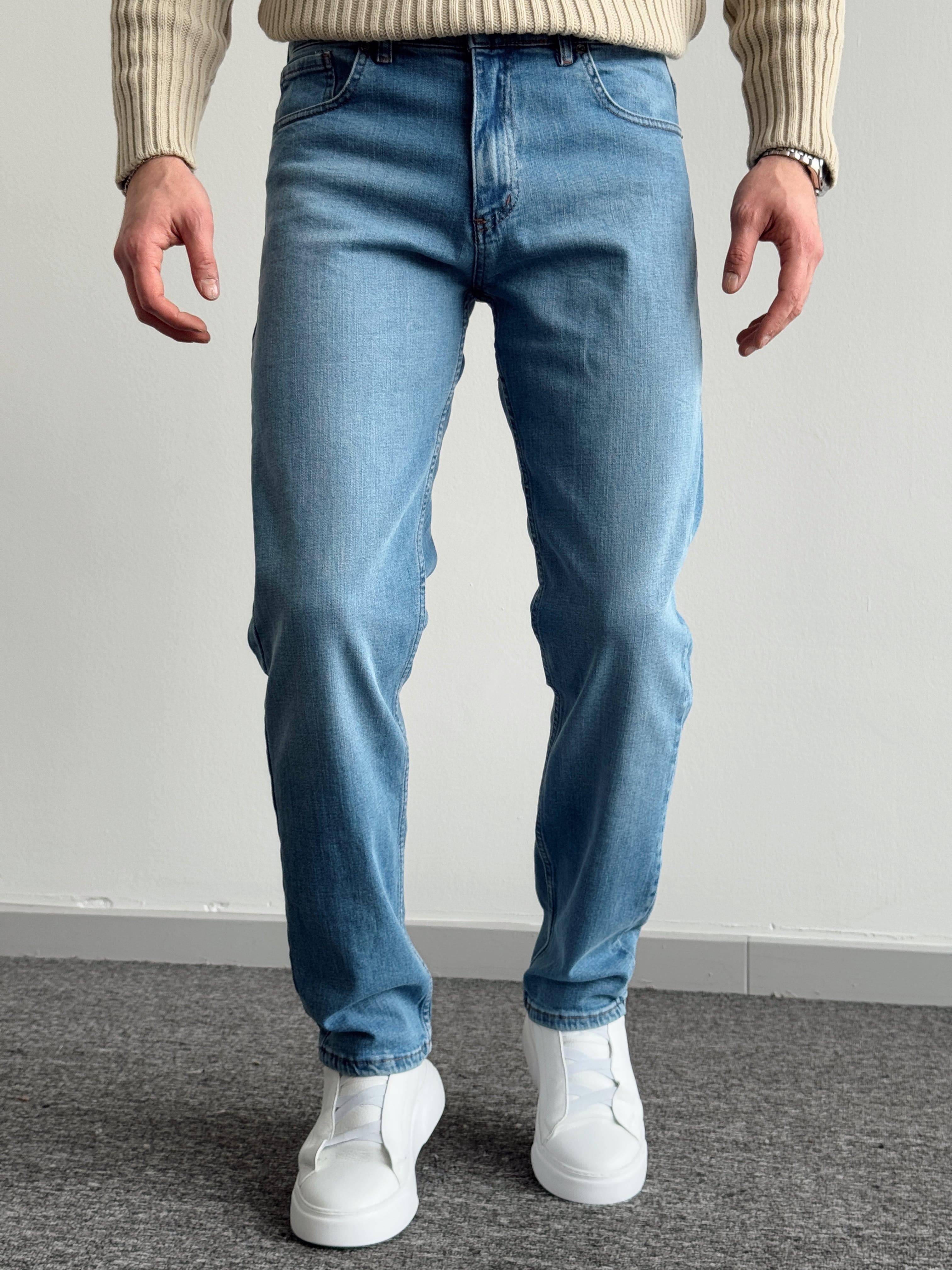 Erkek Premium Kalite Regular Kalıp Kot Pantolon Jeans-Açık Mavi(E1247)Ketench