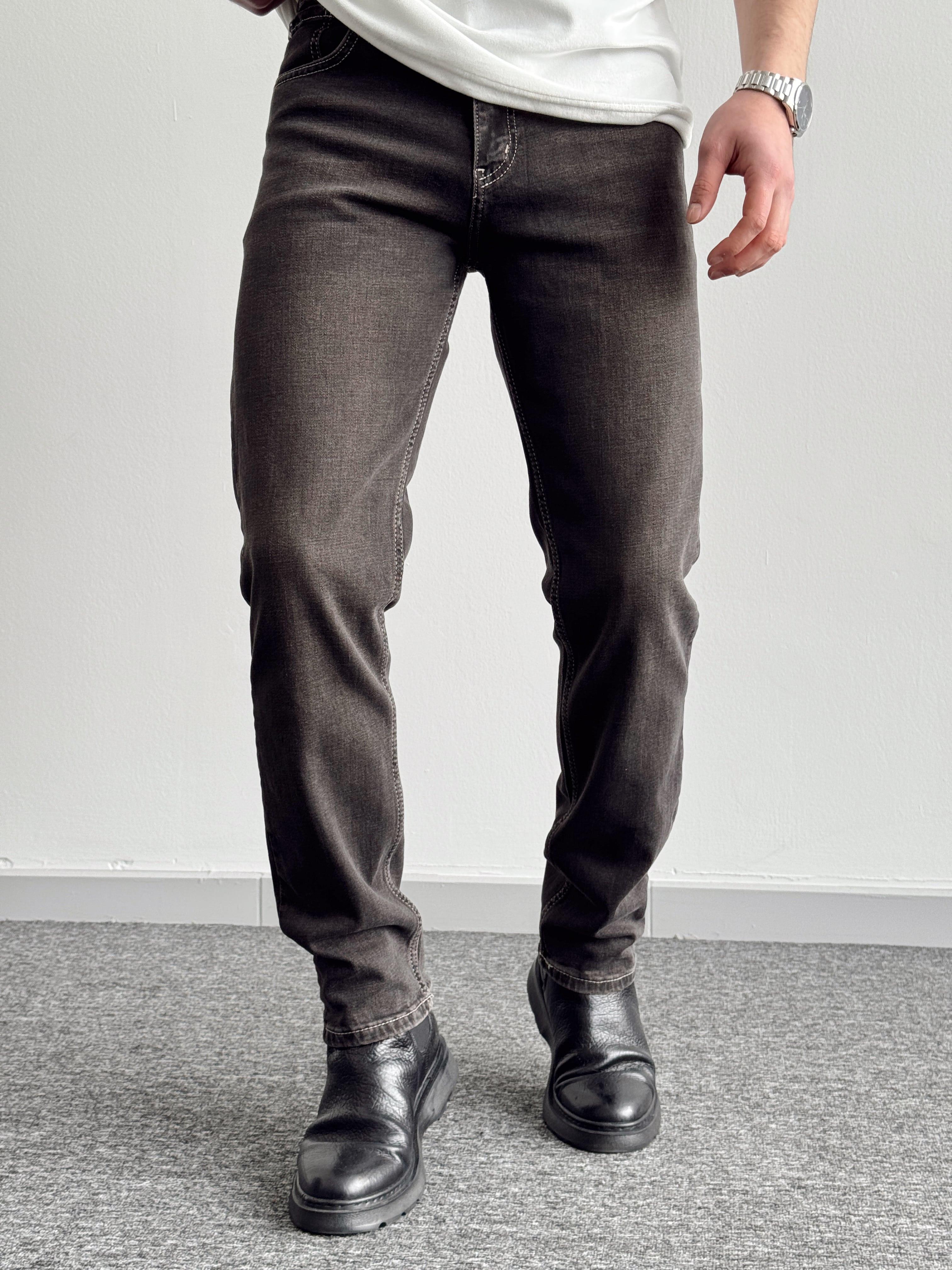 Erkek Premium Kalite Regular Kalıp Kot Pantolon Jeans-Charcoal Grey(E1247)Ketench