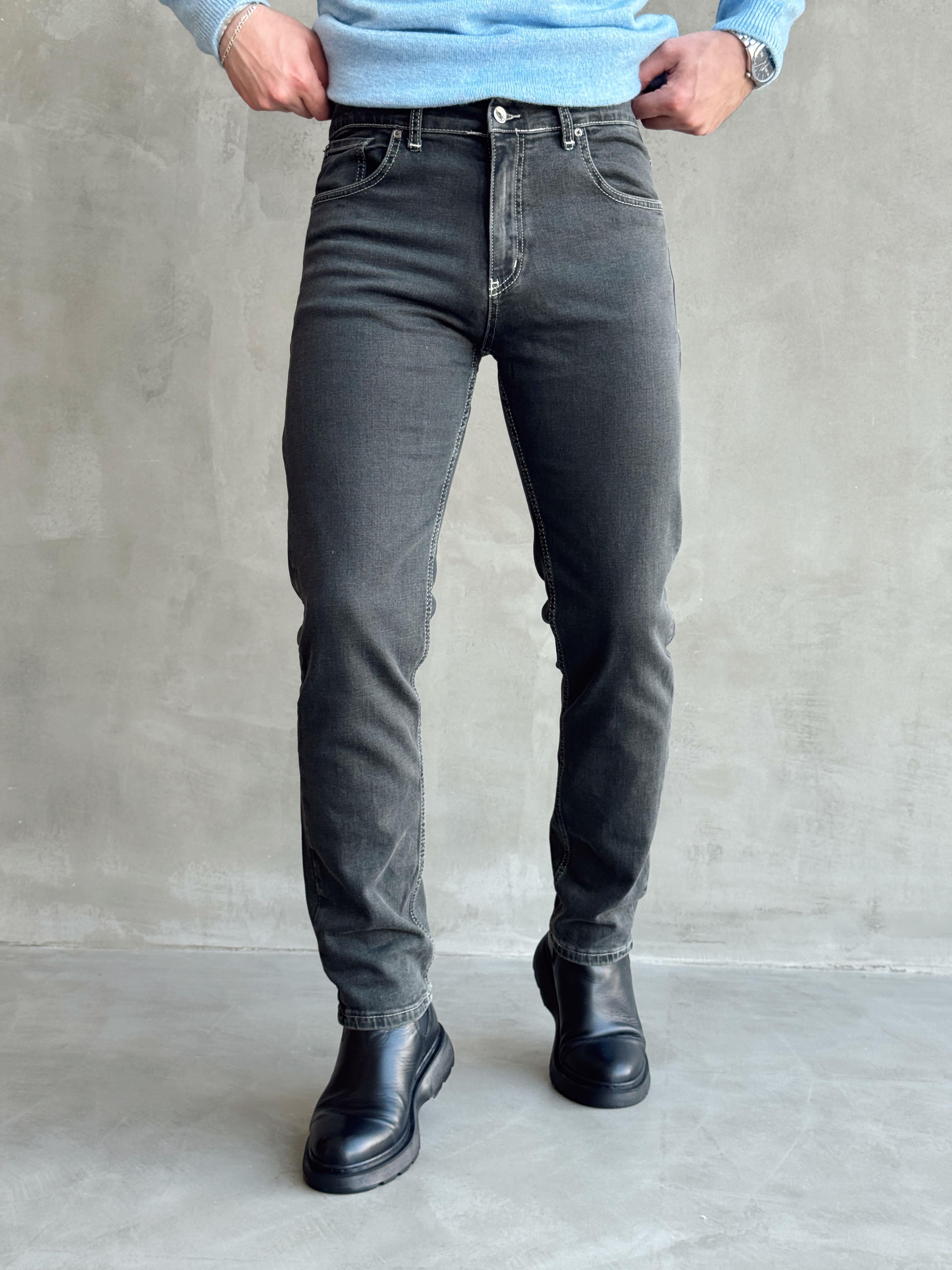 Erkek Premium Kalite Regular Kalıp Kot Pantolon Jeans-Washed Black(E1247) TD:720Ketench
