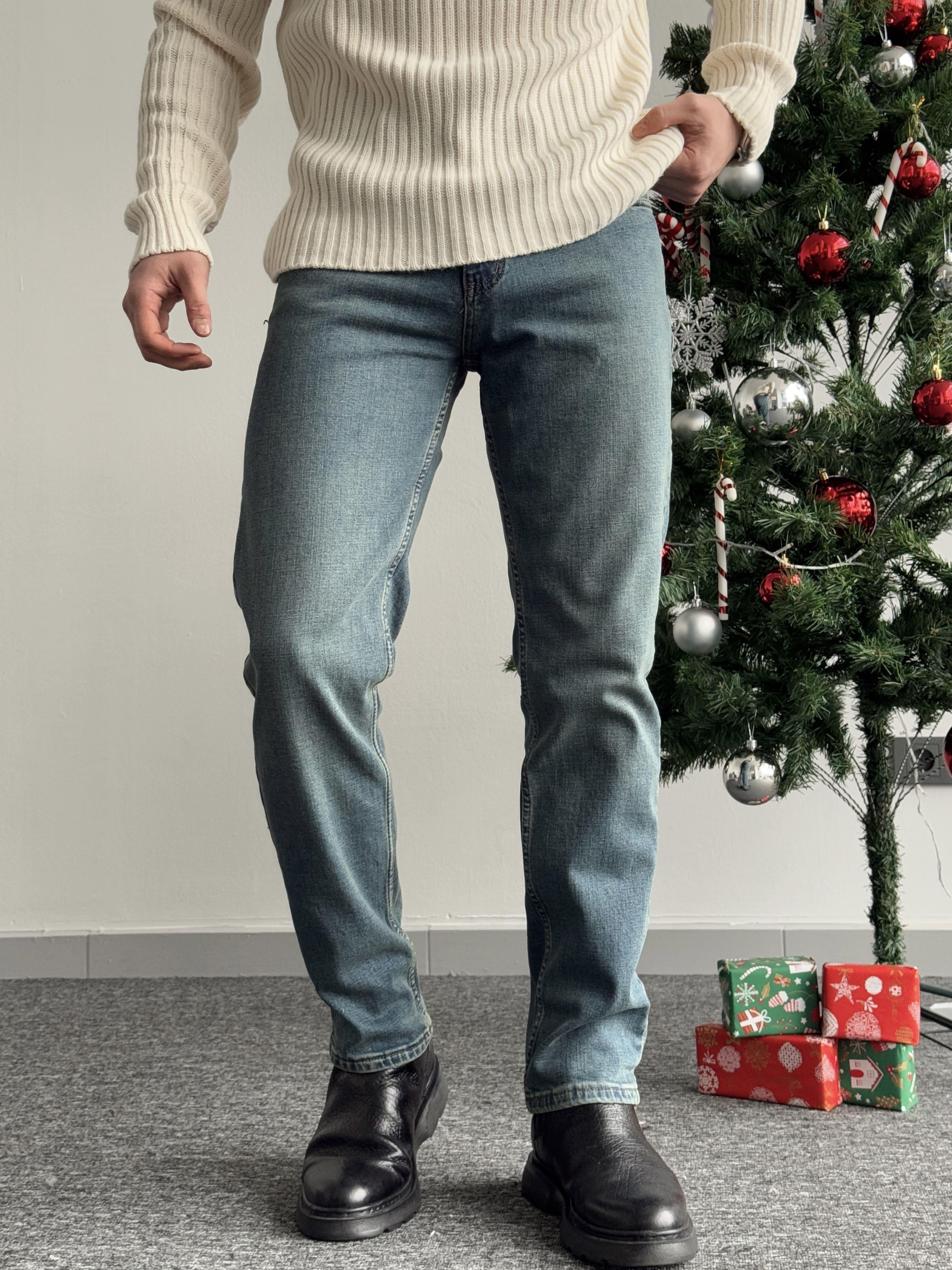 Erkek Premium Kalite Regular Kalıp Kot Pantolon Jeans-Retro(E1247)Ketench