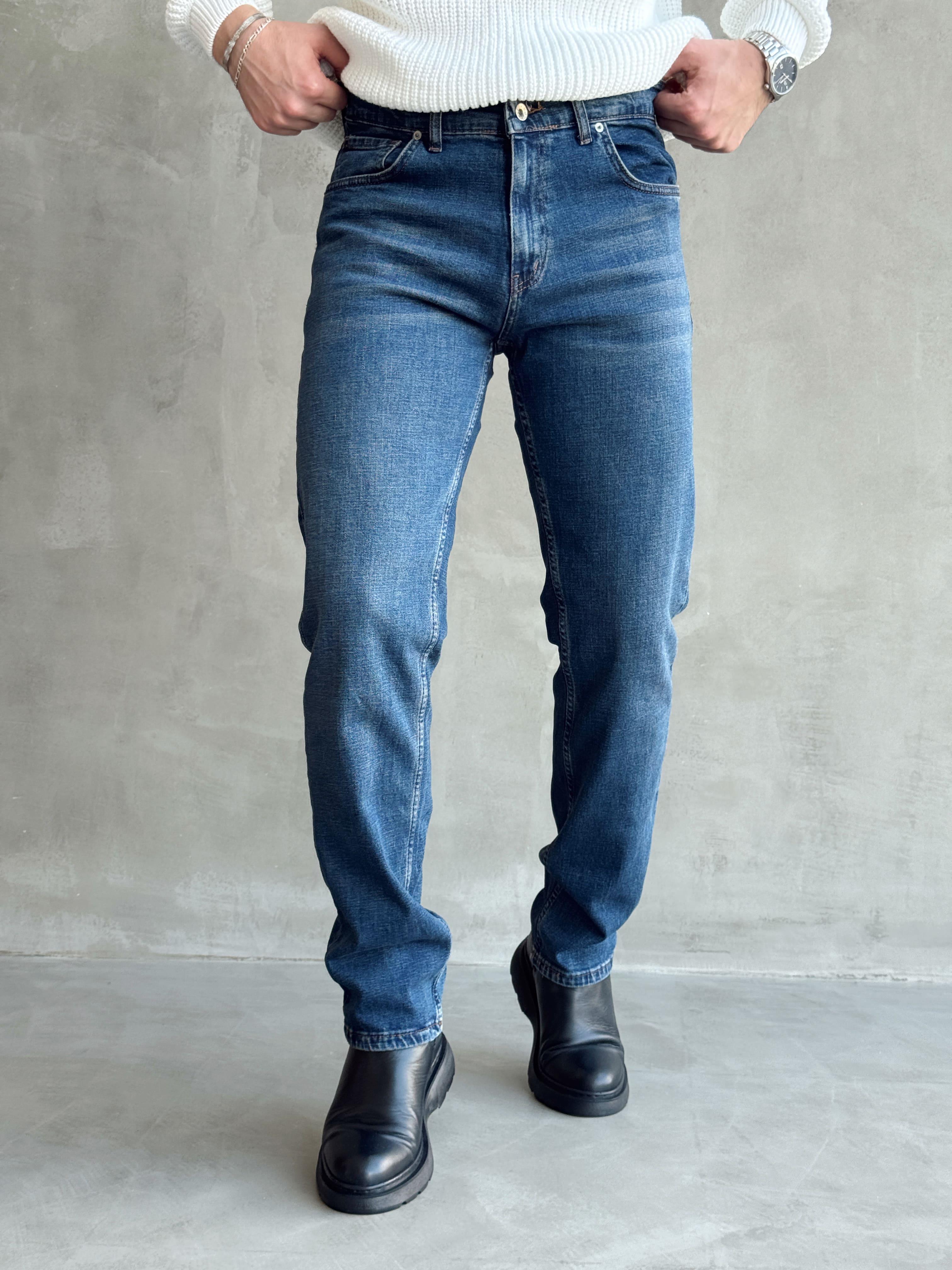 Erkek Premium Kalite Regular Kalıp Kot Pantolon Jeans-Mavi(E1247) TD:408Ketench