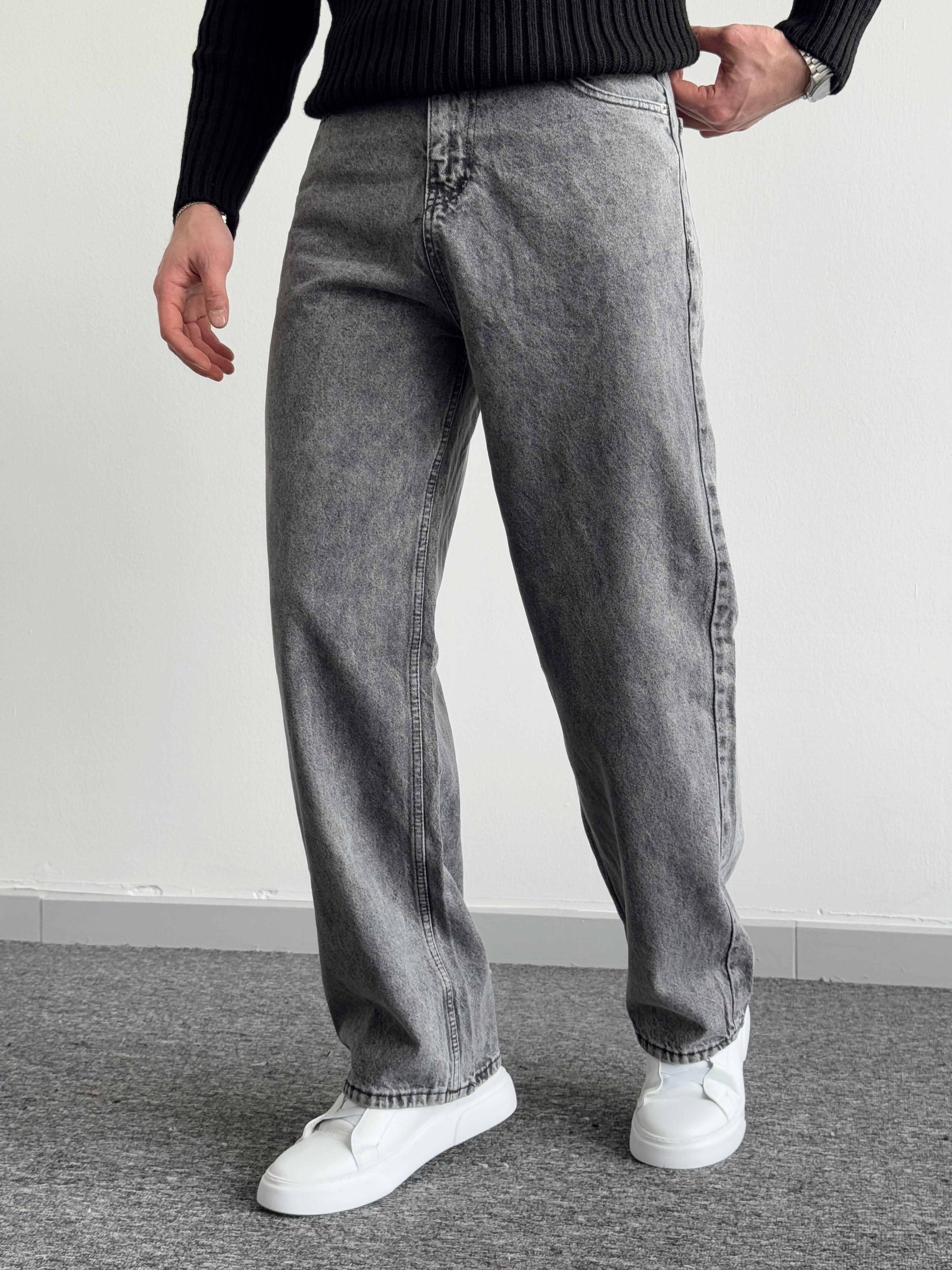 Erkek Premium Kalite Relax Baggy Bol Kalıp Kot Pantolon Jeans-Füme(E1246)Ketench