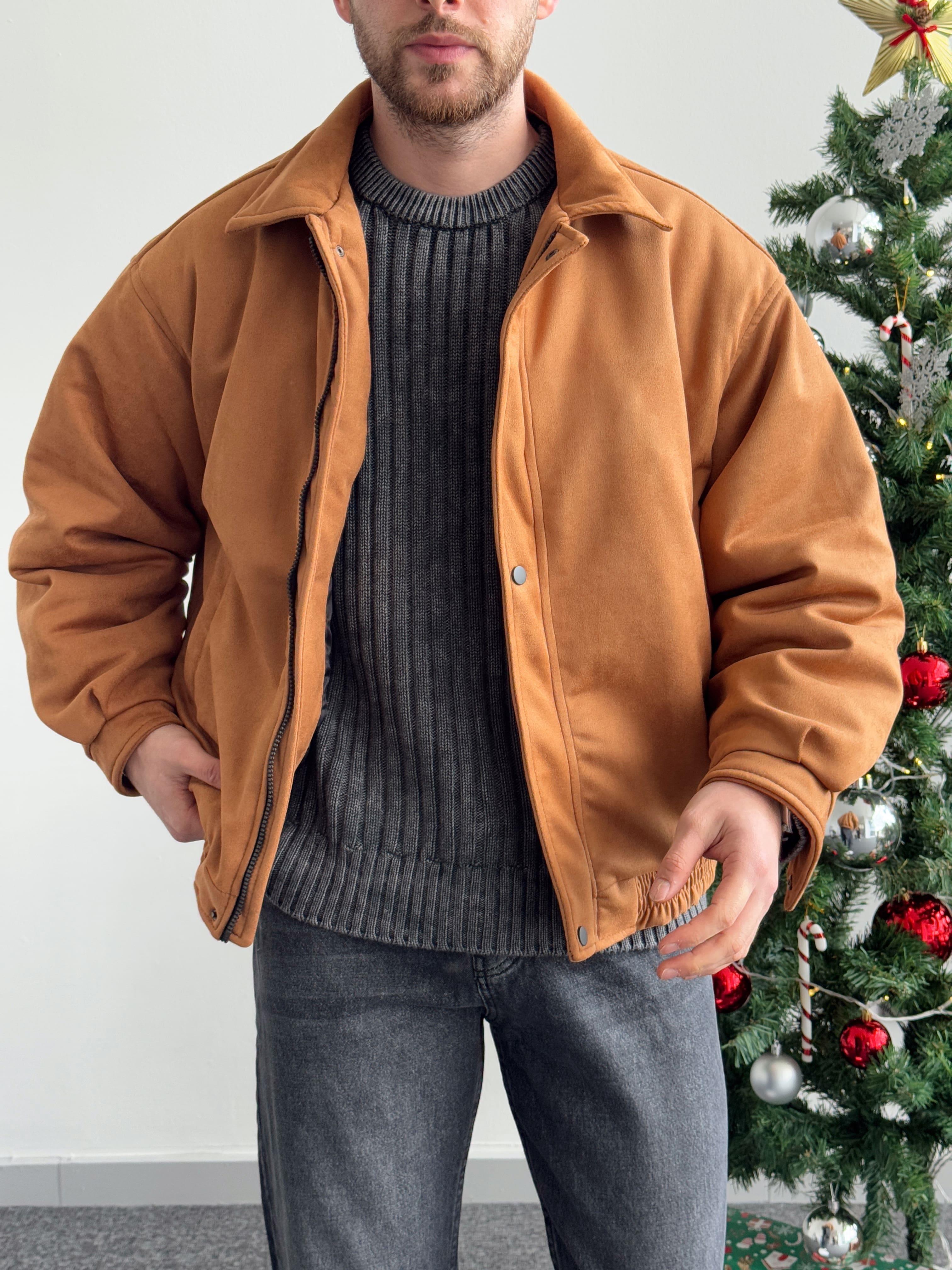 Erkek Premium Oversize Kalıp İçi Elyaflı Süet Nubuk Mont