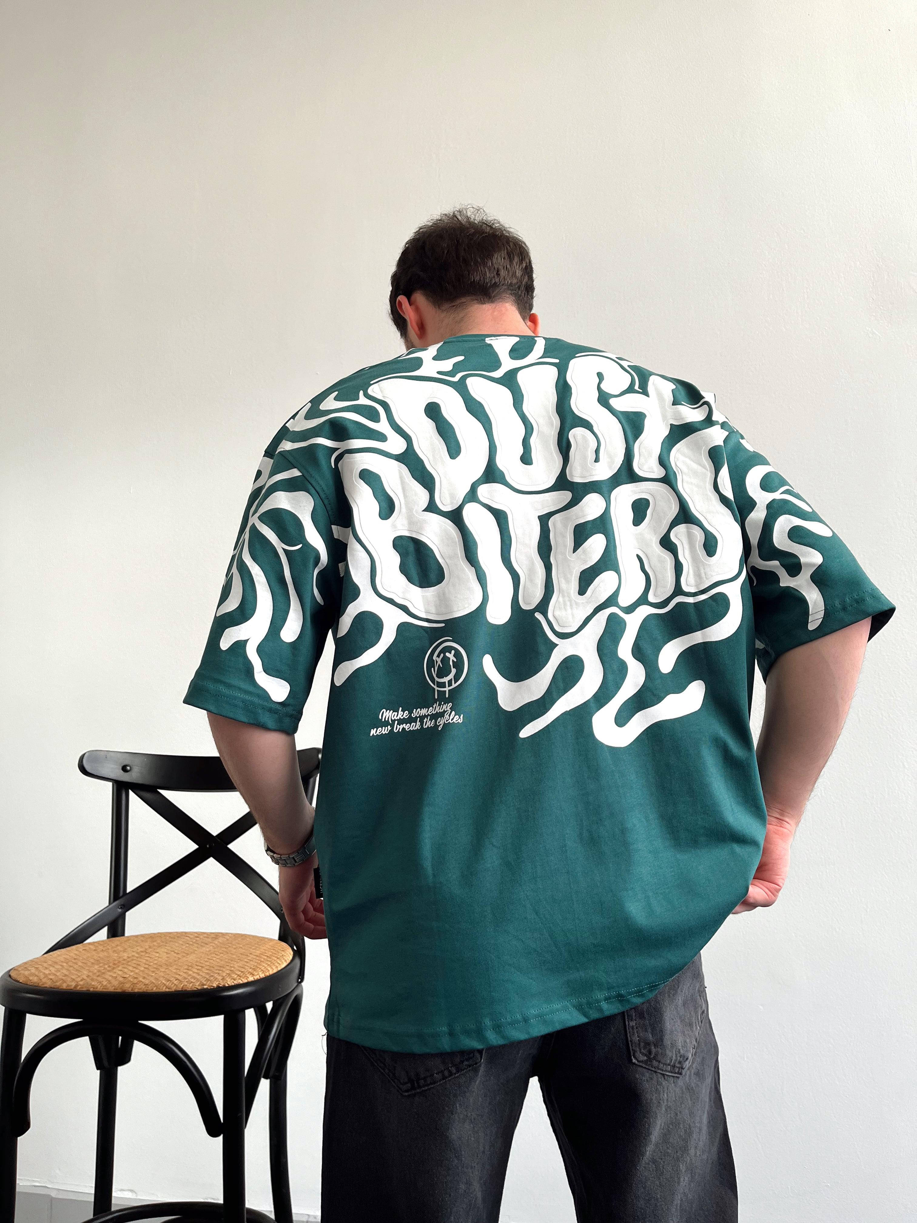 Erkek Sırt Dust Baskılı Yüksek Kalite Oversize T-Shirt-Nefti(E1014)Ketench