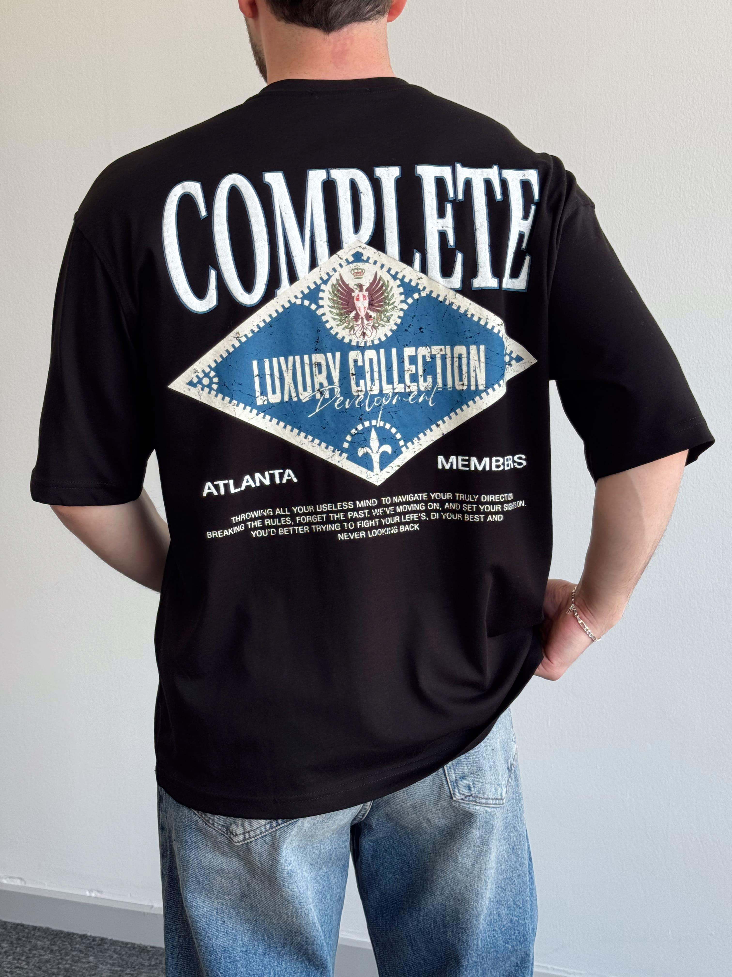 Erkek Yüksek Kalite Oversize Kalıp Complate Kabaran Baskı Detay T-Shirt-Siyah(E1370)Ketench