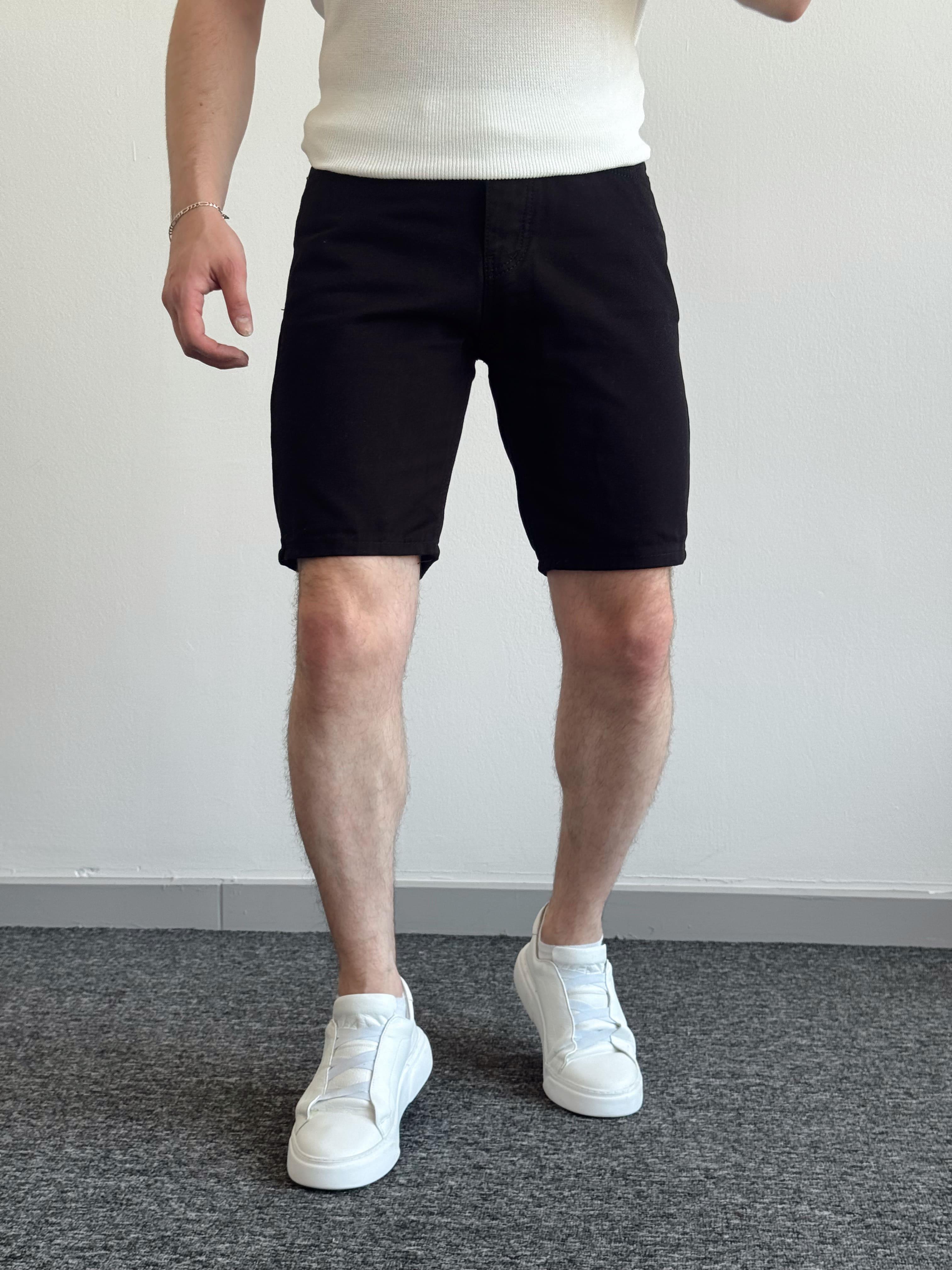 Erkek Yüksek Kalite Oversize Kalıp Denim Şort-Siyah(E1422)TD:463Ketench