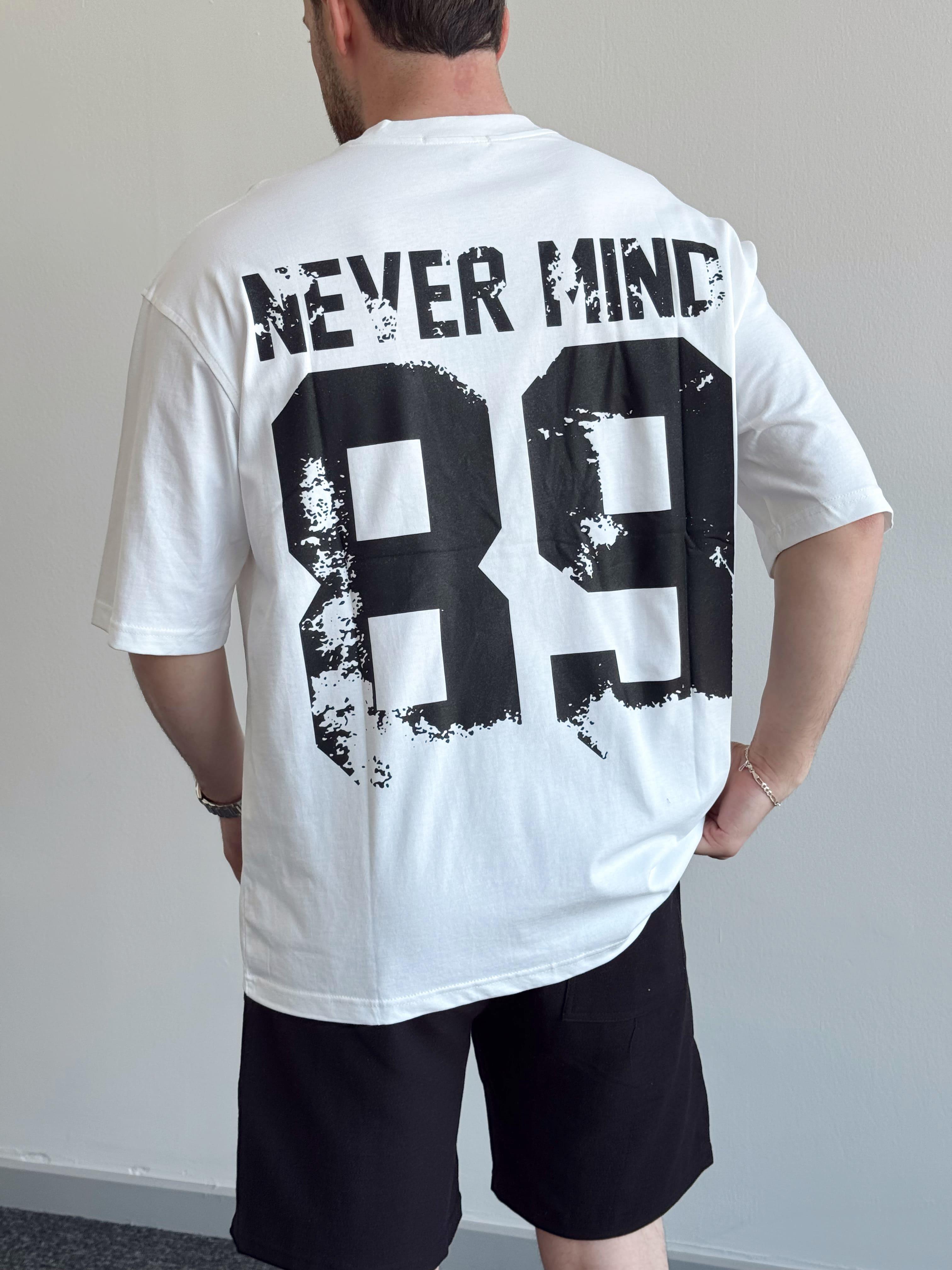 Erkek Yüksek Kalite Oversize Kalıp Never Mint Baskı Detay T-Shirt-Beyaz(E1372)Ketench