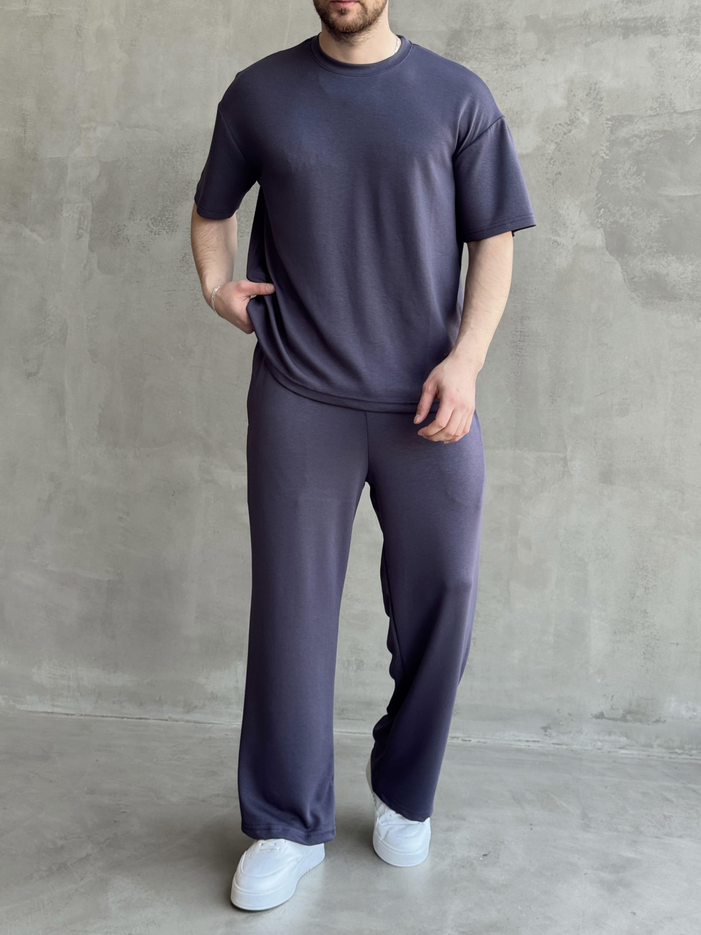 Erkek Yüksek Kalite Oversize Kalıp Oysh Kumaş Eşofman T-Shirt Takım-Füme(E1688)Ketench