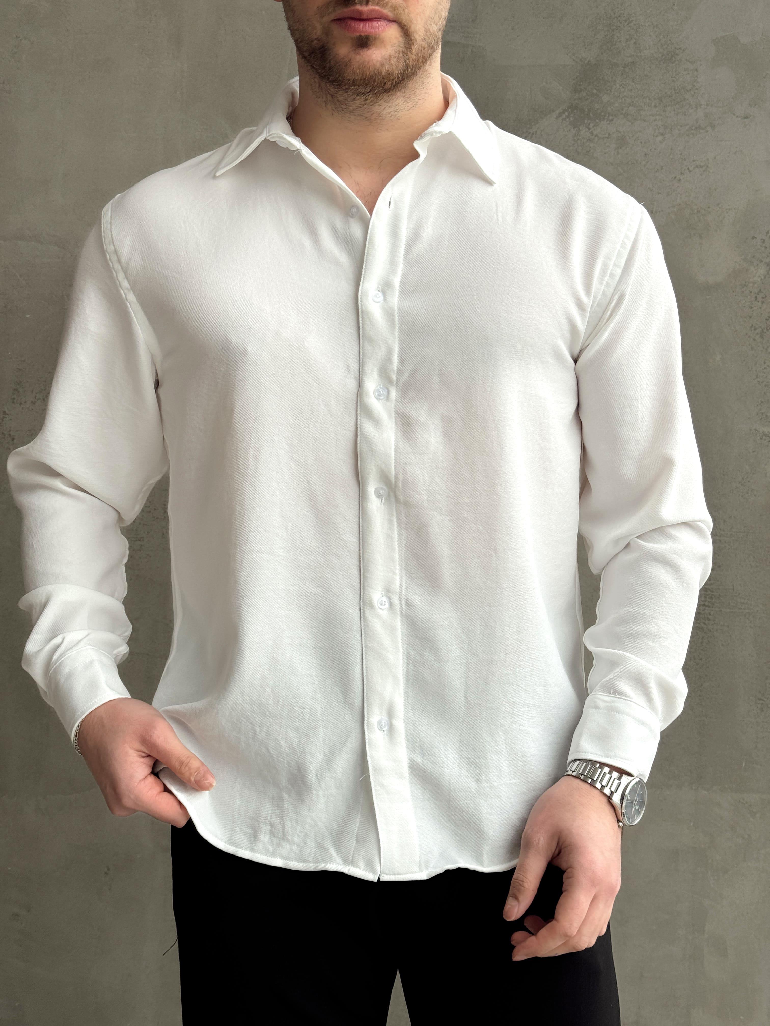 Erkek Yüksek Kalite Oversize Kalıp Ütü İstemeyen Oversize Kalıp Gömlek-Beyaz(E1604)Ketench