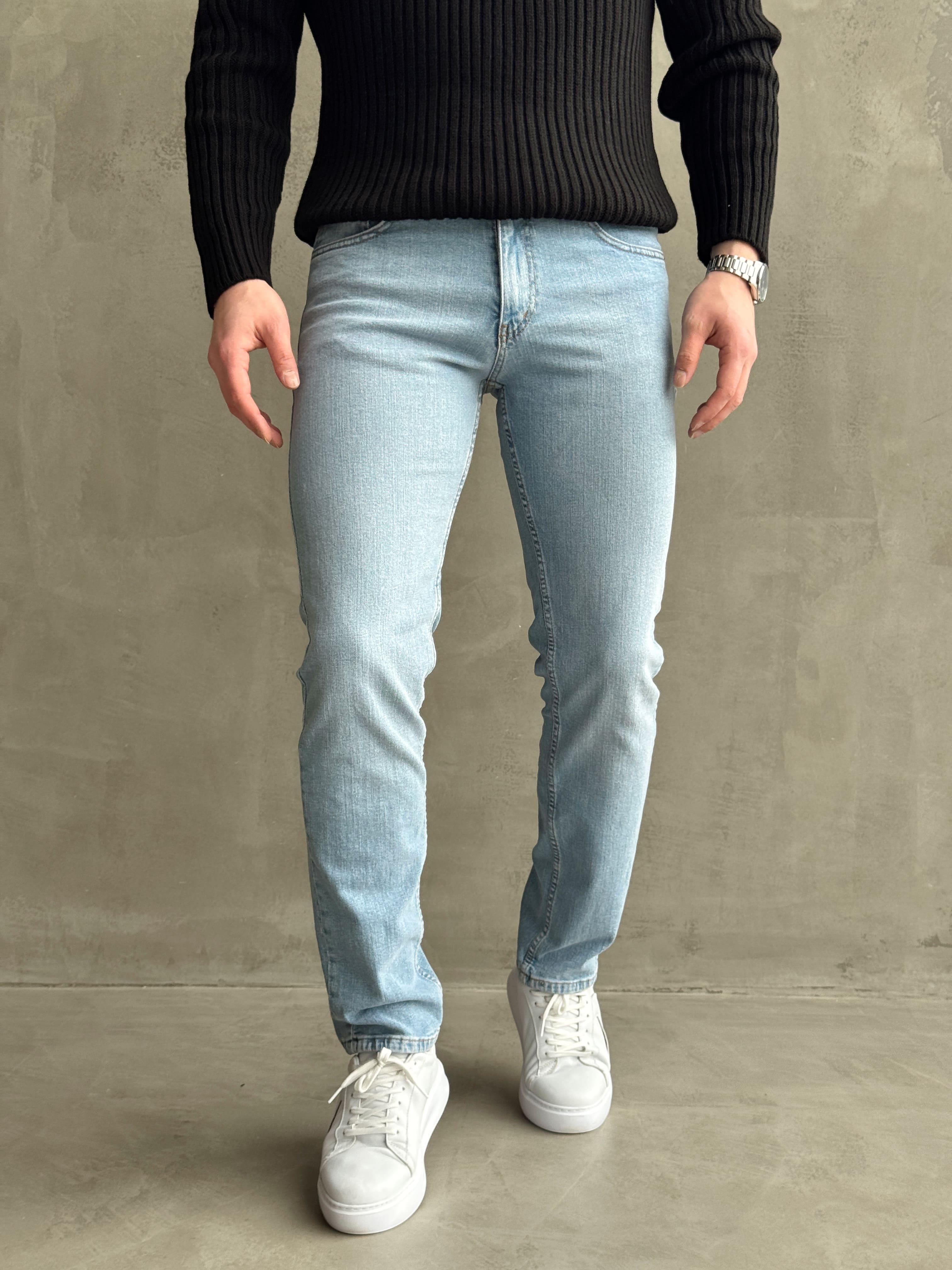 Erkek Yüksek Kalite Regular Kalıp Kot Pantolon Jeans-Açık Mavi(E1596) TD:703Ketench