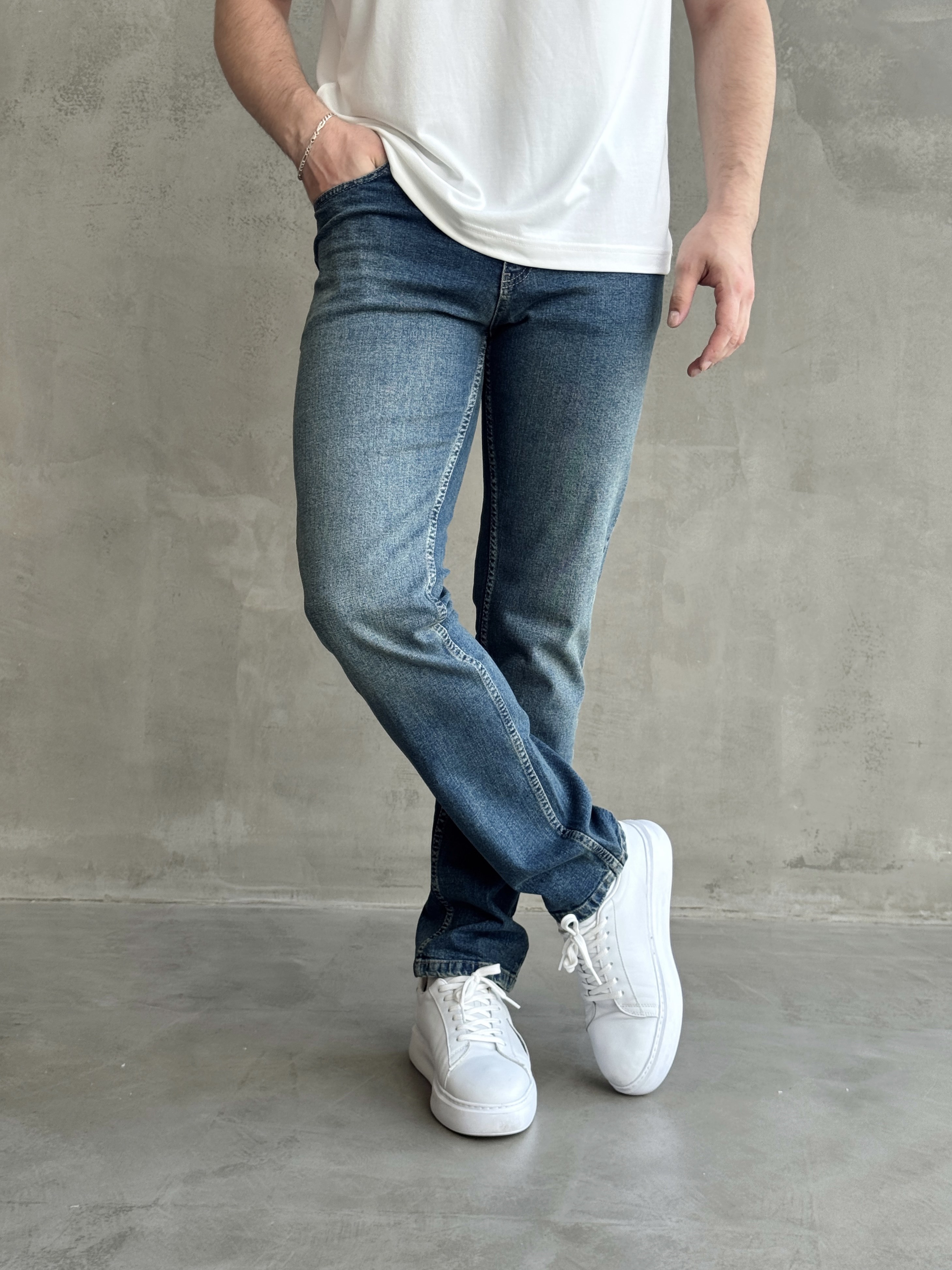 Erkek Yüksek Kalite Yıkamalı Taşlı Regular Kalıp Kot Pantolon Jeans-Retro(E1596) TD:672Ketench