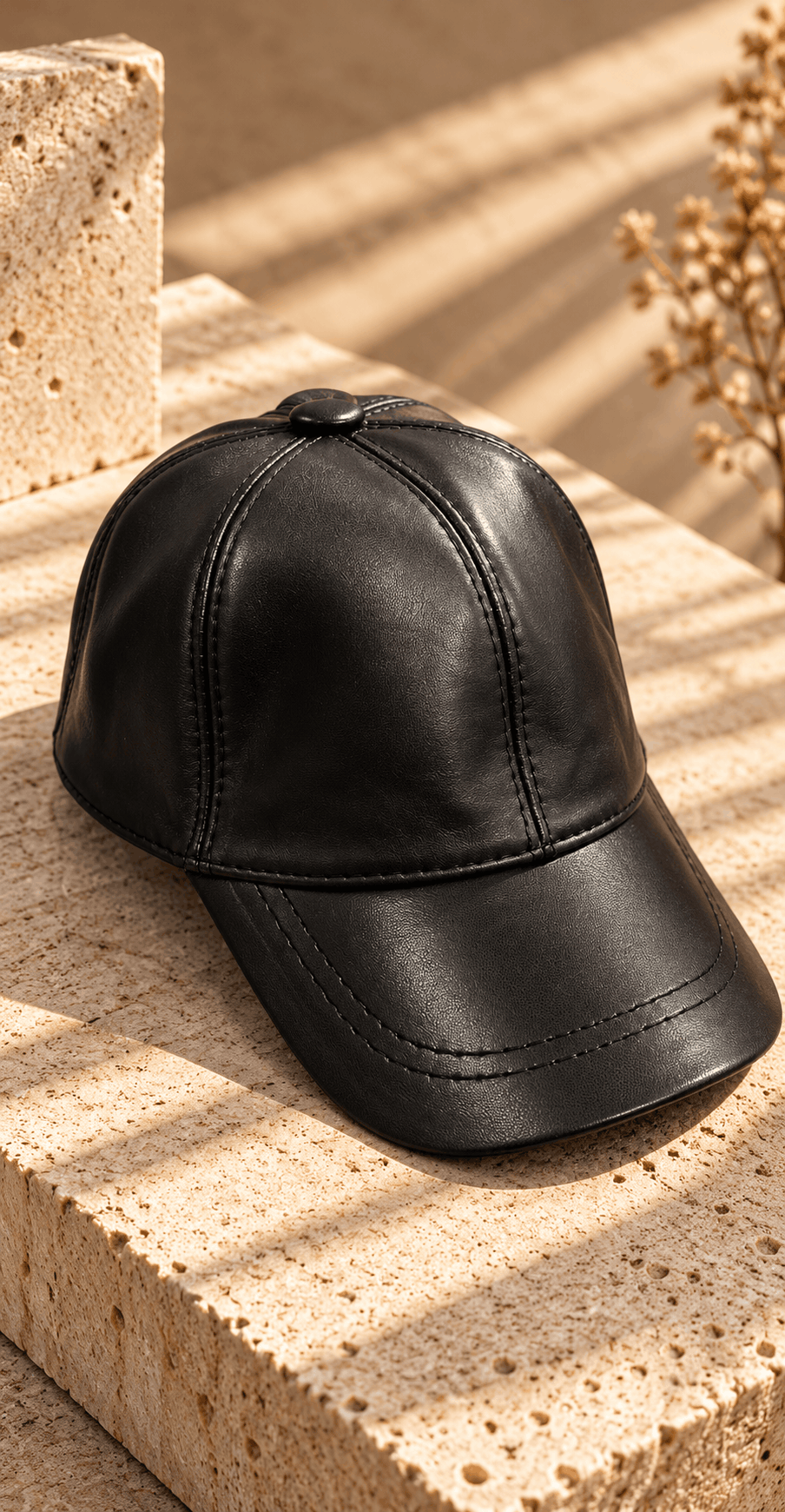 Unisex Premium Hakiki Kuzu Derisi Şapka-Siyah(E1903)Ketench