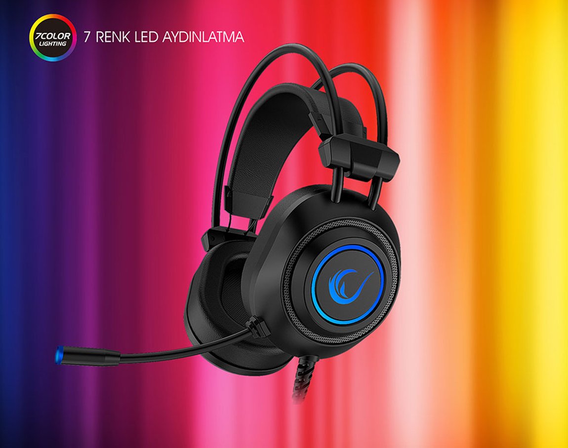  Rampage RM-K19 RAGING PLUS Siyah USB 7,1 RGB Ledli Oyuncu Mikrofonlu Kulaklık