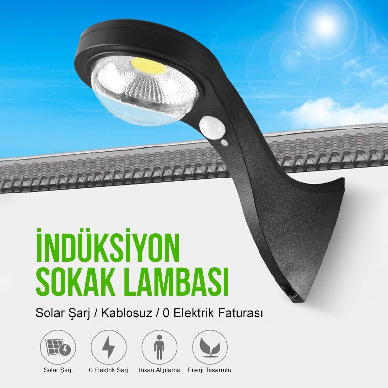 Powermaster JX-655A Hareket Sensörlü 3 Modlu Cob Ledli Solar Sokak Duvar Lambası İçerik