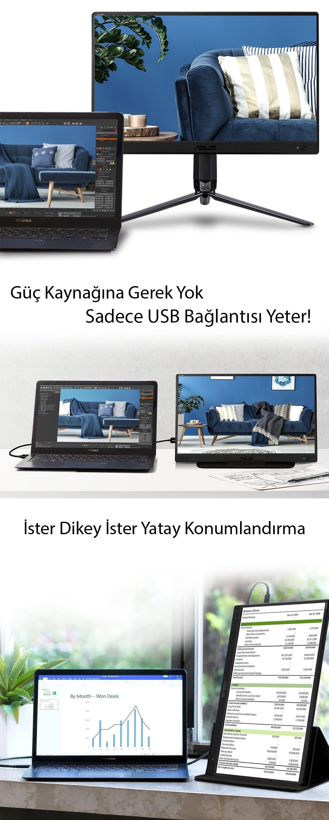 Asus taşınabilir usb monitör