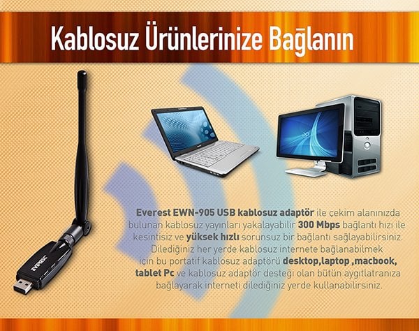 Everest EWN-905 300 Mbps USB Kablosuz Adaptör