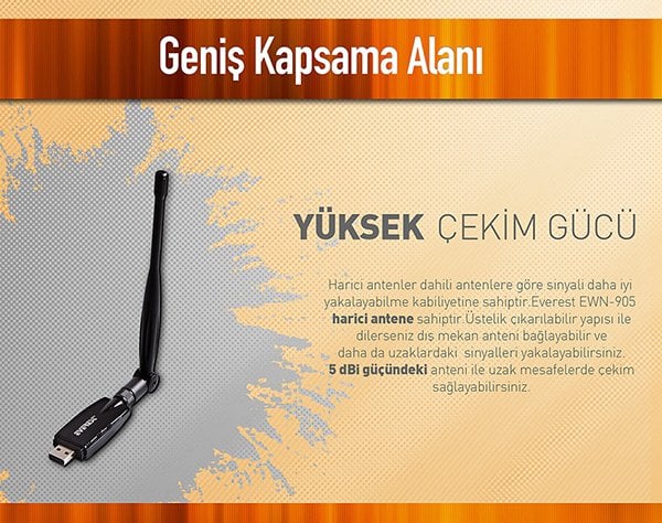 Everest EWN-905 300 Mbps USB Kablosuz Adaptör