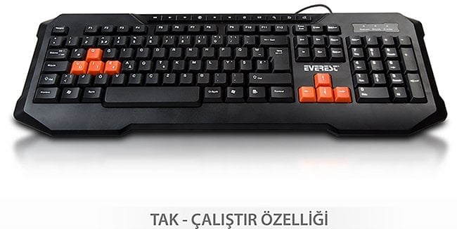 Everest KB-961F Siyah Usb Türkçe Tuşlu F Multimedia Klavye