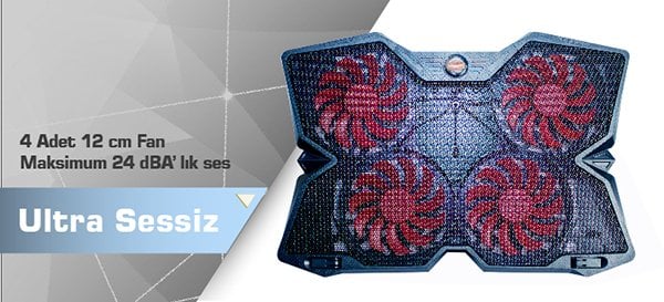Hiper NC-2000 4 Fanlı Ledli 11''-17.3'' Uyumlu Notebook Soğutucu