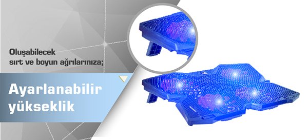 Hiper NC-2000 4 Fanlı Ledli 11''-17.3'' Uyumlu Notebook Soğutucu