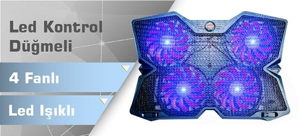 Hiper NC-2000 4 Fanlı Ledli 11''-17.3'' Uyumlu Notebook Soğutucu