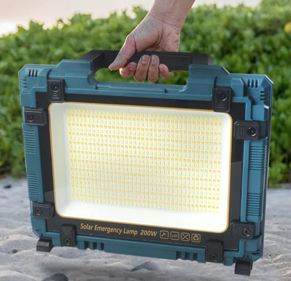 POWERMASTER W8109-1 Kamp Tipi 200 Watt Ledli Solar Aydınlatma / Acil Durum Lambası