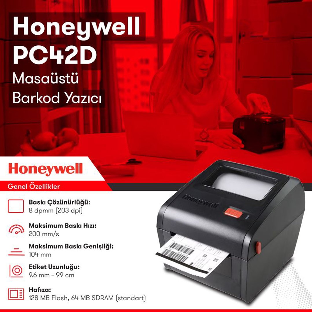 Honeywell PC42D 203DPI Direkt Termal Usb Barkod Yazıcı