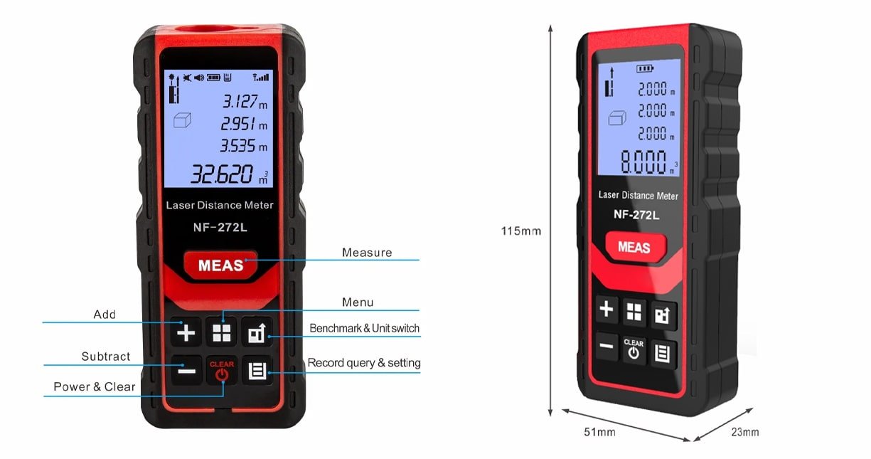 Noyafa NF-272L Lazer Mesafe Ölçer Ölçüleri