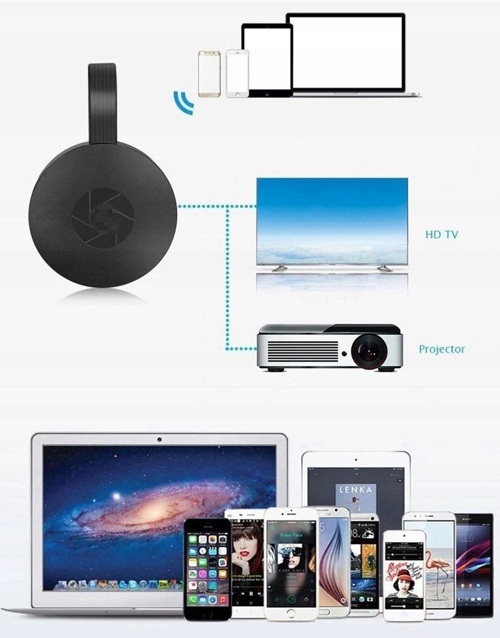 Powermaster PM-17195 Google Chromecast Android-iOS Kablosuz Görüntü Aktarıcı