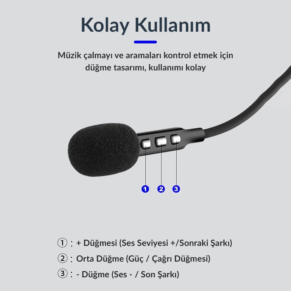 Powermaster PM-14283 Bluetooth'lu Şarjlı Kask İçi Motosiklet Hoparlör ve Mikrofon Seti