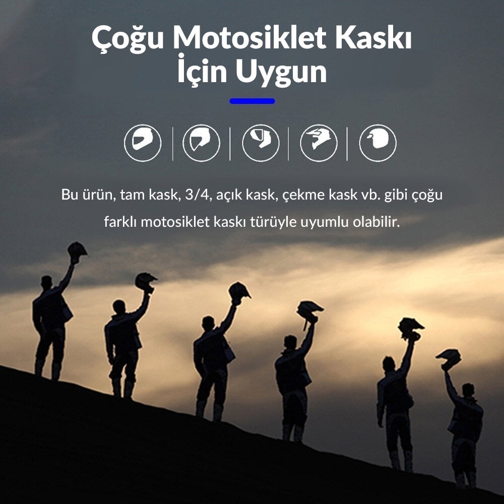 Powermaster PM-14283 Bluetooth'lu Şarjlı Kask İçi Motosiklet Hoparlör ve Mikrofon Seti