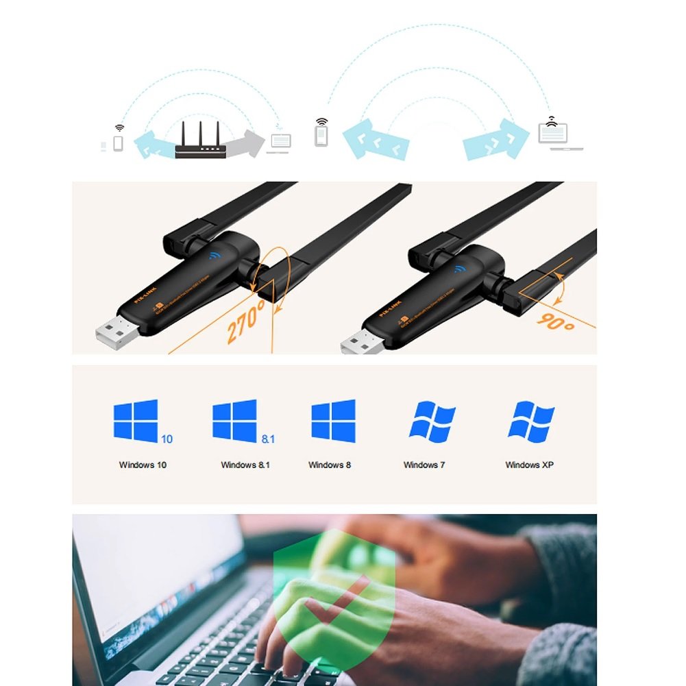Powermaster PM-15938 450 Mbps 2.4GHz - 5GHz Çift Antenli Wifi USB Kablosuz Adaptör