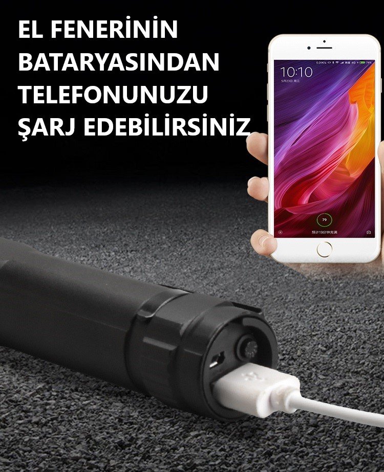Powermaster MX-X9 500 Metre Menzilli USB Şarjlı El Feneri İçerik
