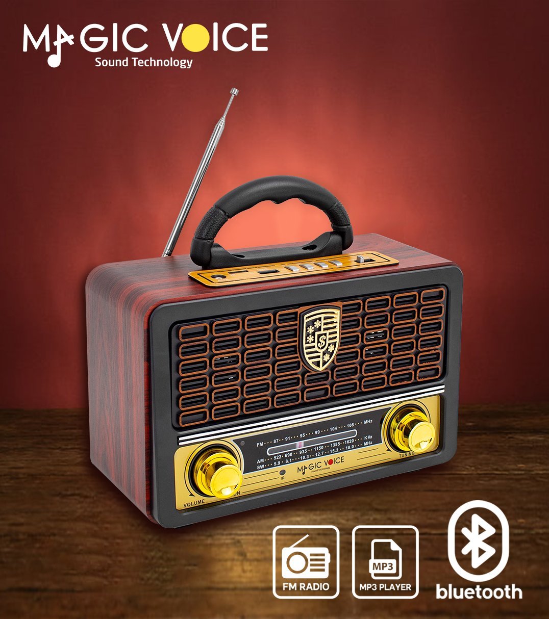 MAGICVOICE MV-110BT USB – SD – FM - Bluetooth Destekli Nostaljik Radyo