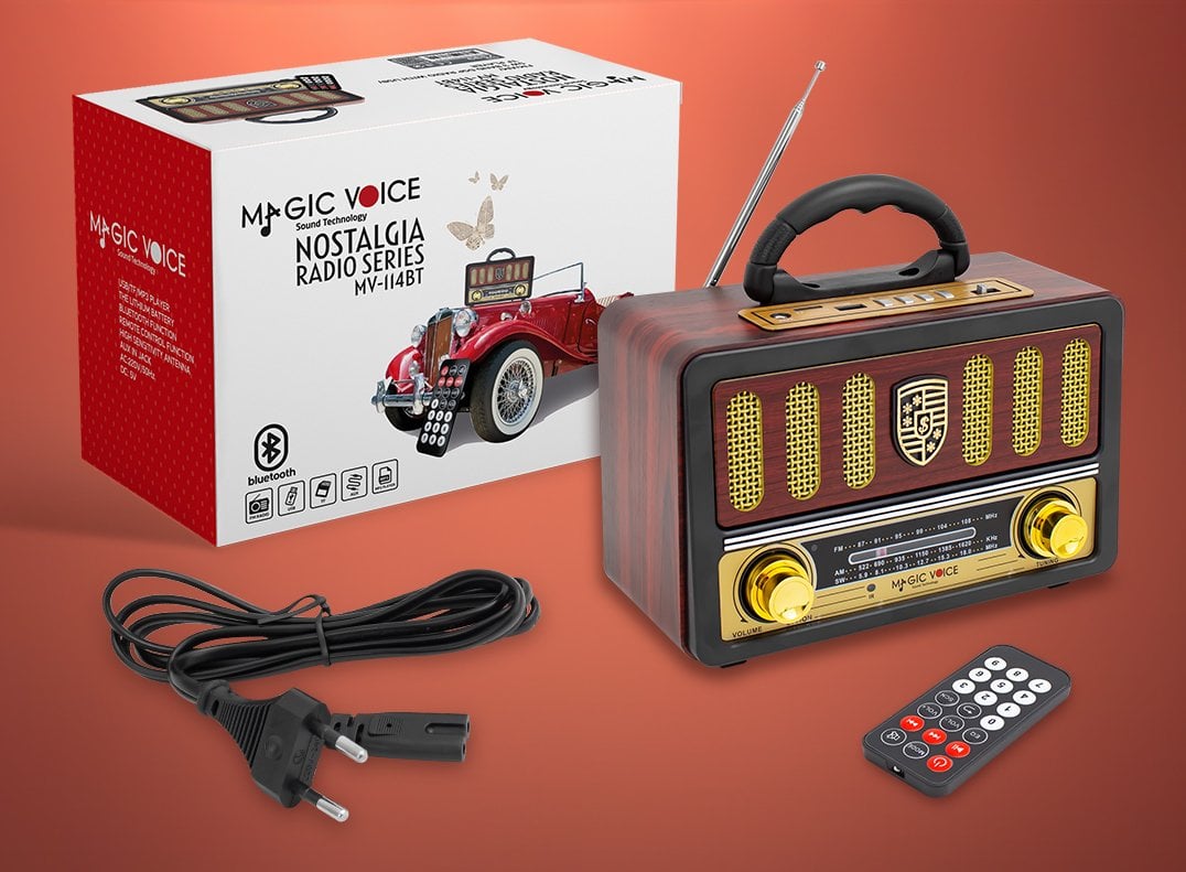 MAGICVOICE MV-114BT USB - SD - FM - Bluetooth Destekli Nostaljik Radyo