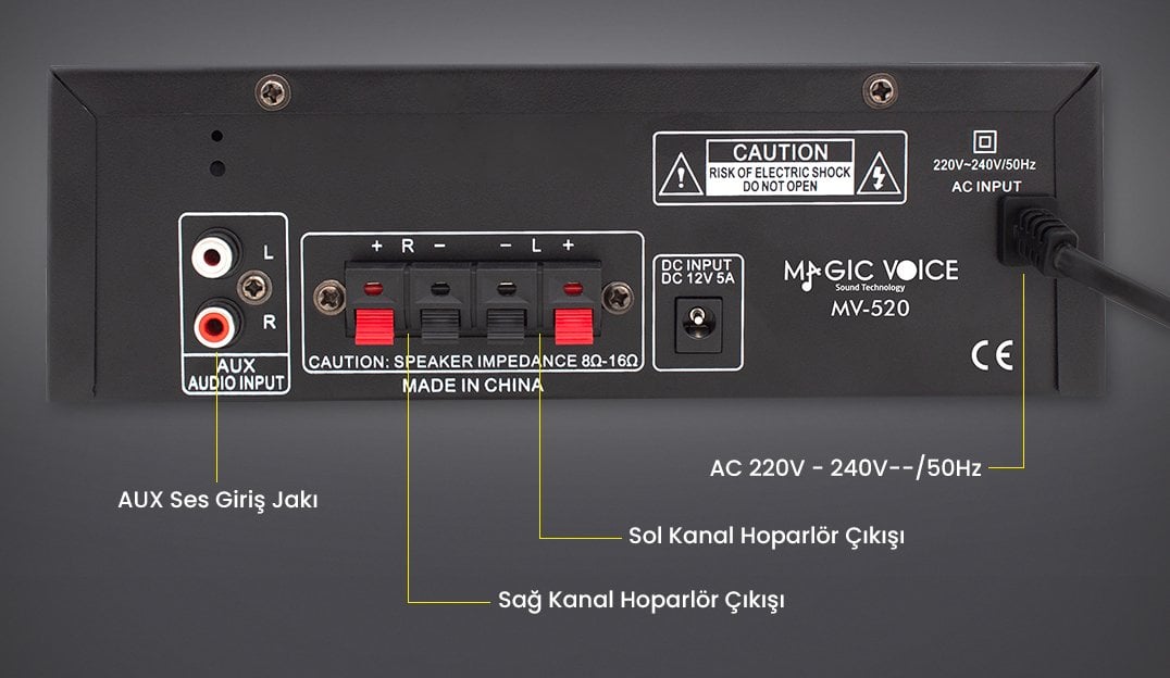MAGICVOICE MV-520 15 Watt Usb/Sd/Bluetooth 1 Mikrofonlu Girişli Trafosuz Anfi