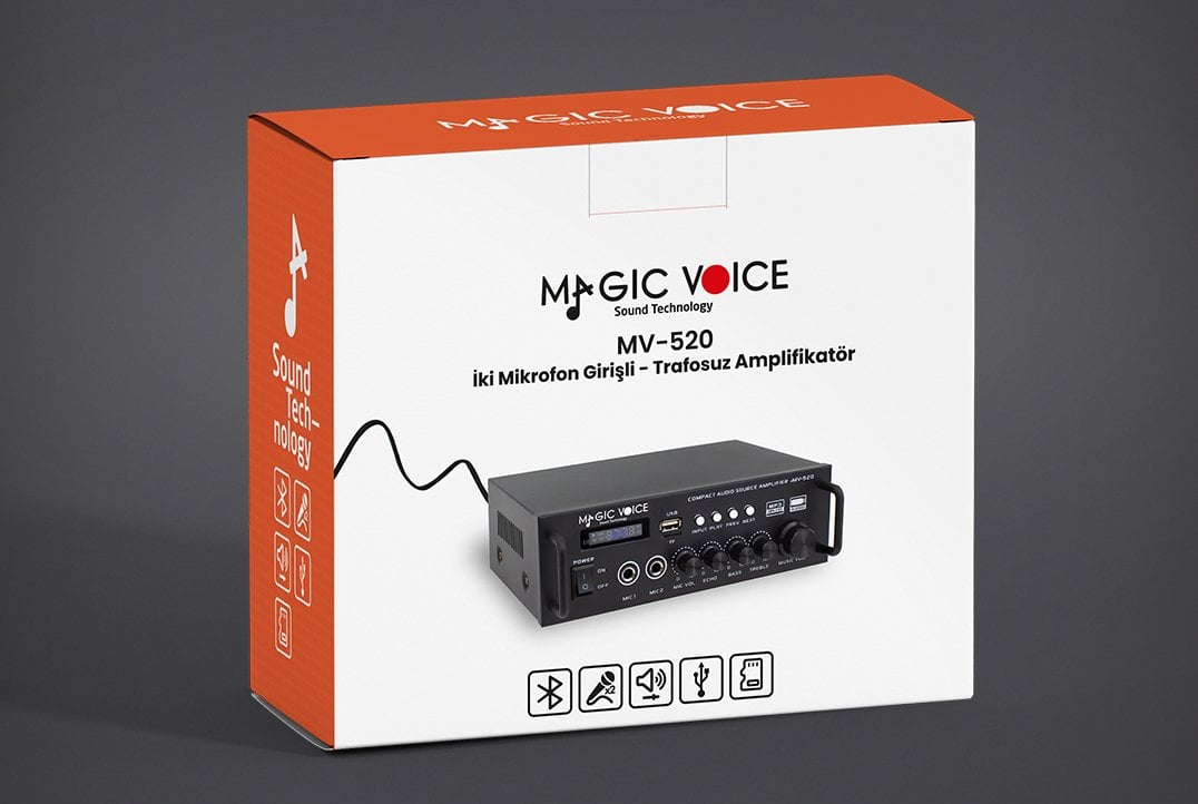 MAGICVOICE MV-520 15 Watt Usb/Sd/Bluetooth 1 Mikrofonlu Girişli Trafosuz Anfi