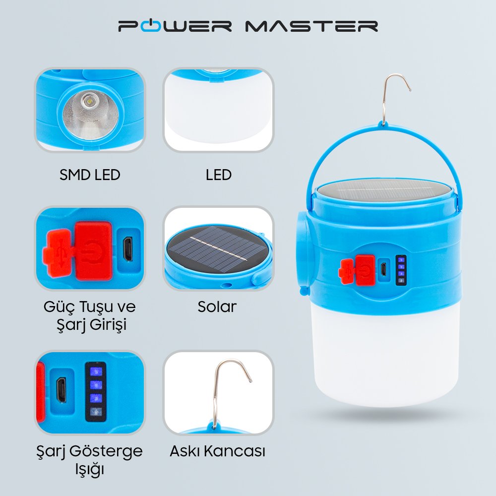 POWERMASTER PM-17840 Çok Fonksiyonlu Solar Acil Durum Lambası