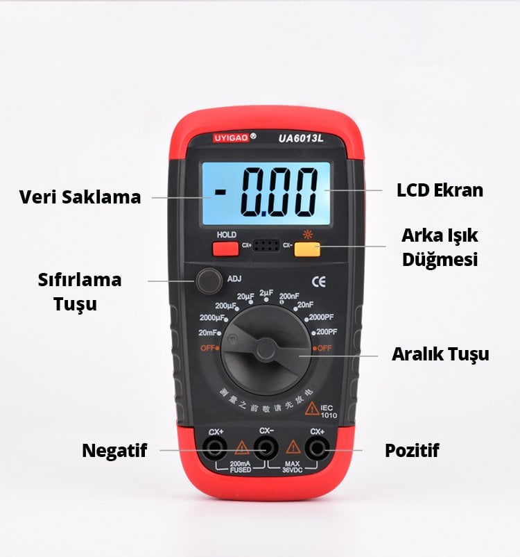 POWERMASTER Dijital Ölçü Aleti DT-6013 Kapasitemetre Ölçü Aleti