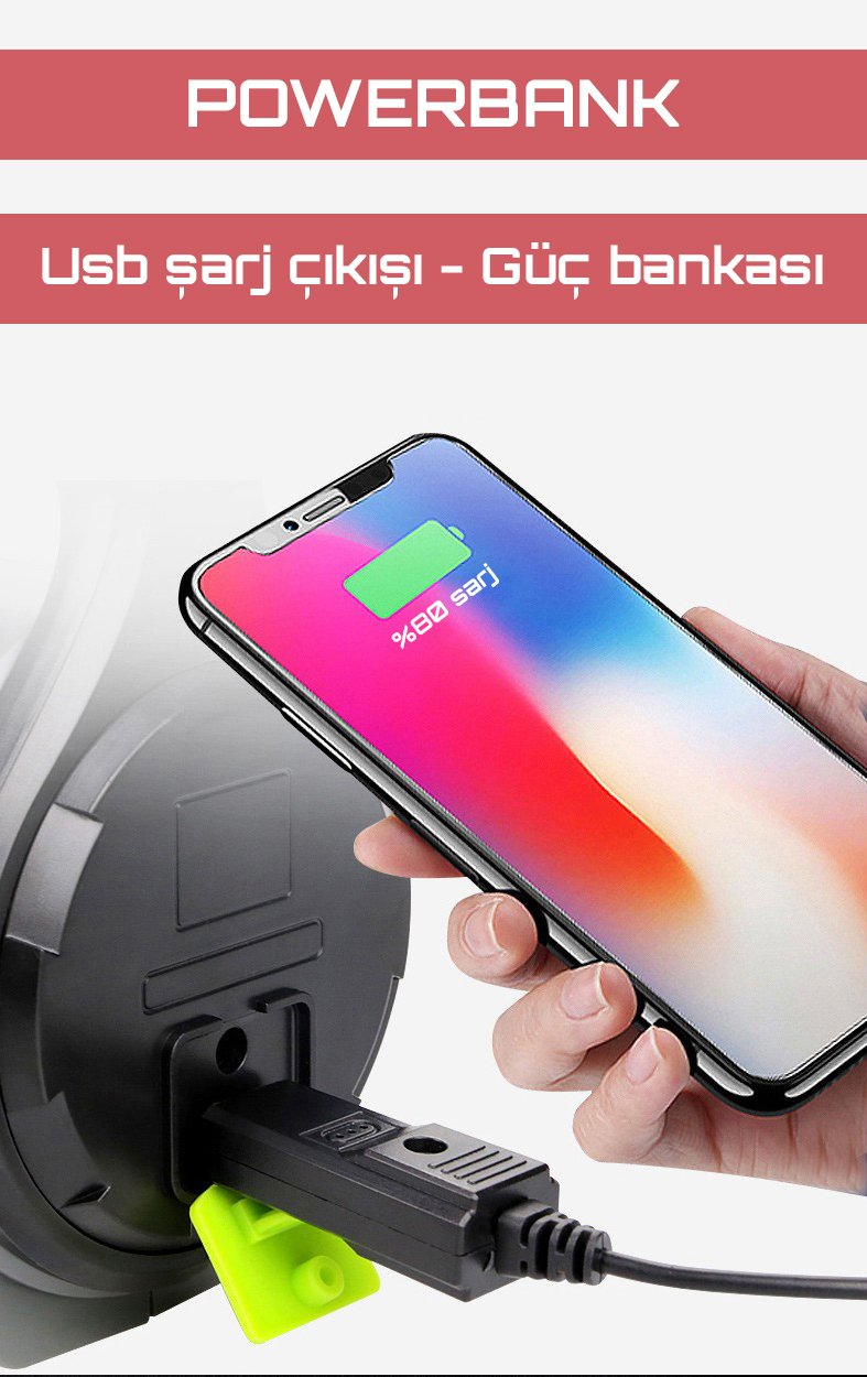 POWERMASTER Ledli Uzun Menzilli Şarjlı Kamp Tipi Işıldak Fener JS-881D