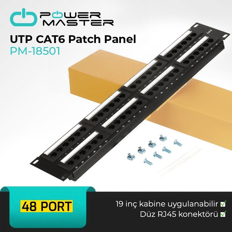 POWERMASTER Pm-18501 48 Port UTP CAT6 Patch Panel