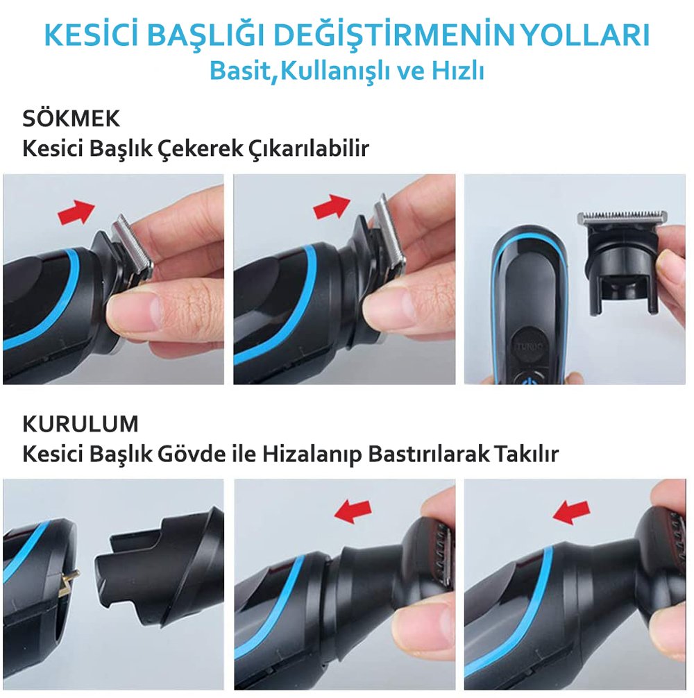 Biaoya Turbo Şarjlı Kablosuz 5in1 Traş Makinesi BAY-690