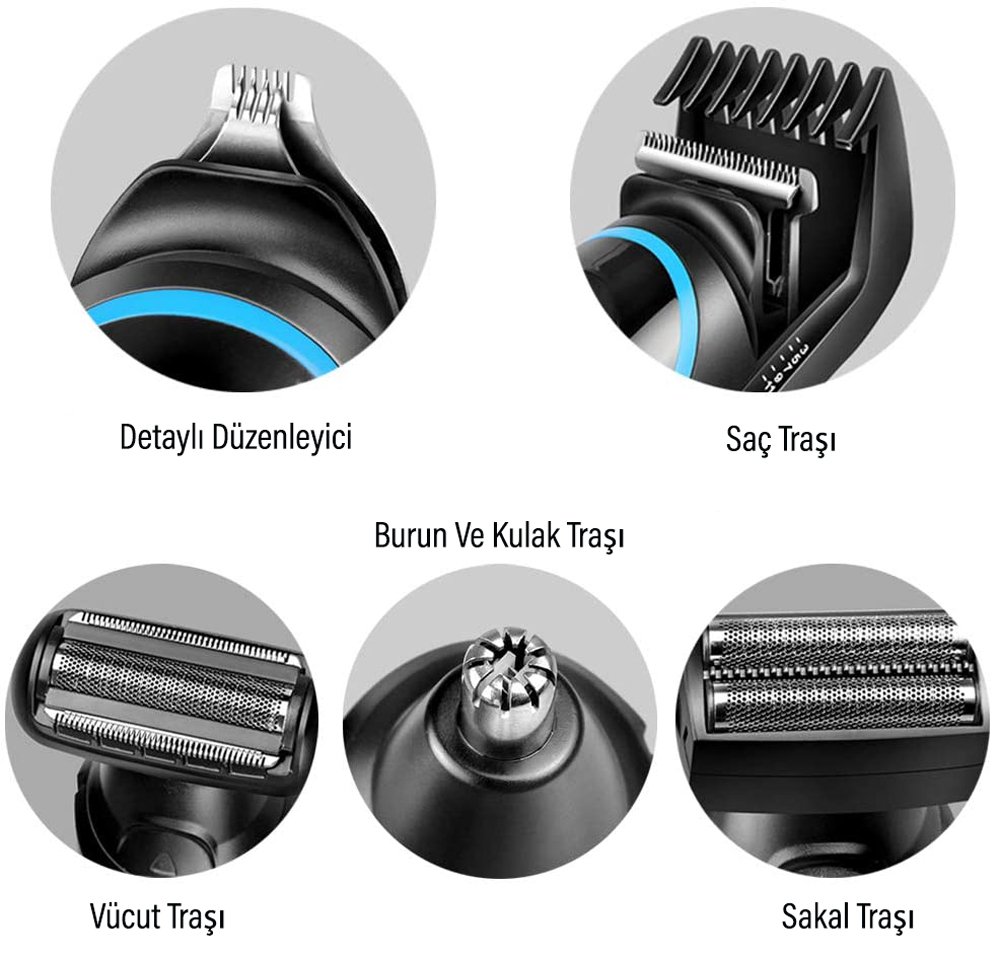Biaoya Turbo Şarjlı Kablosuz 5in1 Traş Makinesi BAY-690
