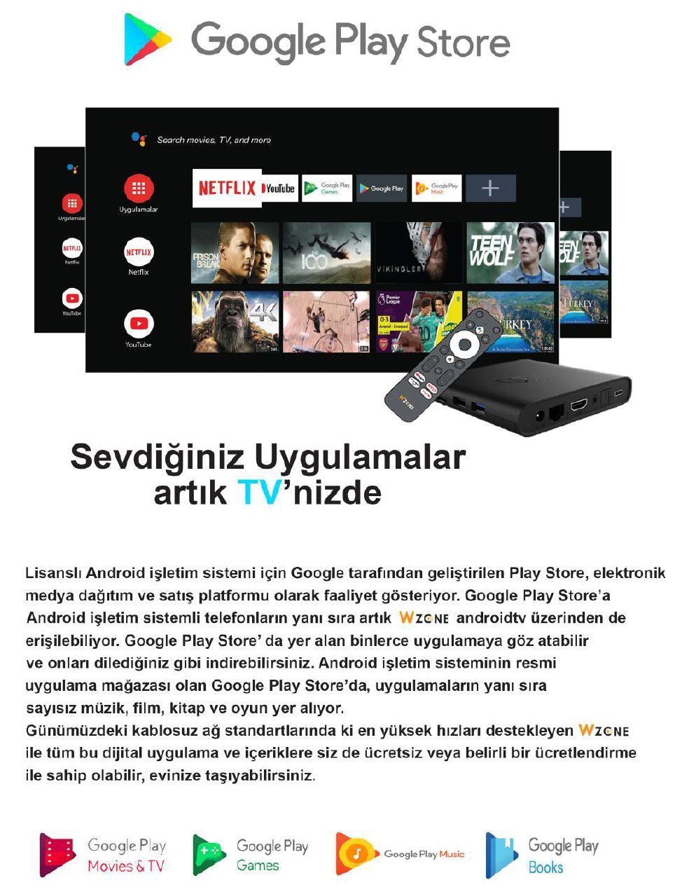 Botech Wzone S905X3 İşlemci 2 GB DDR3 Ram 8 GB Dahili Hafıza 4K Android 10 IP TV Box