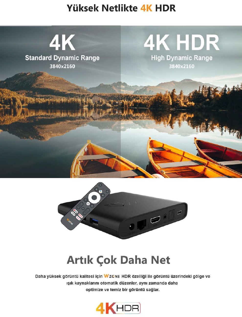Botech Wzone S905X3 İşlemci 2 GB DDR3 Ram 8 GB Dahili Hafıza 4K Android 10 IP TV Box