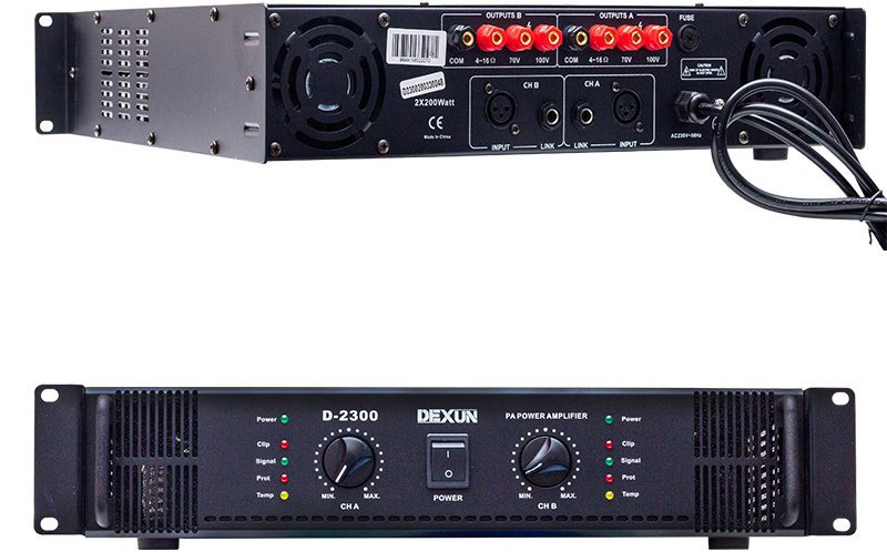 Dexun D-2300 70V-100V 2 X 200 Watt Hat Trafolu Power Anfi